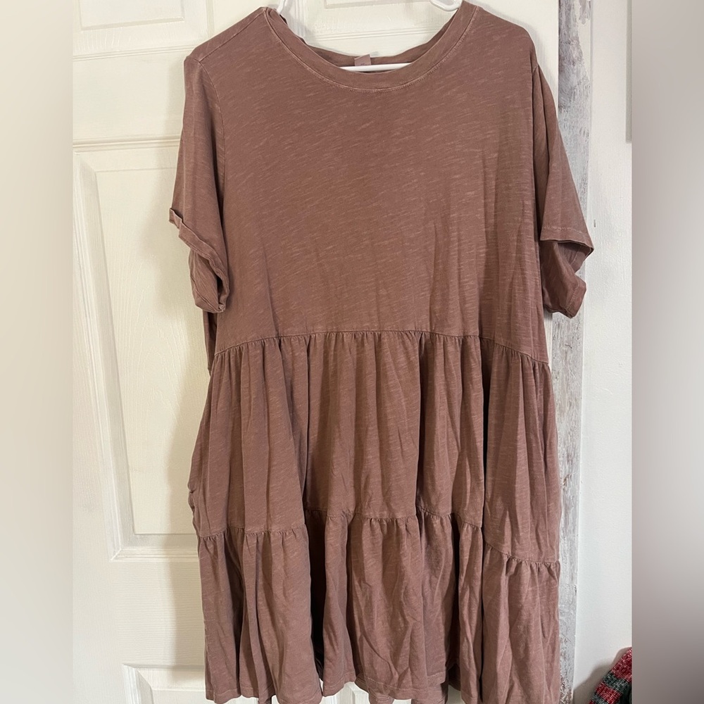 Casual Brown Tiered Dress